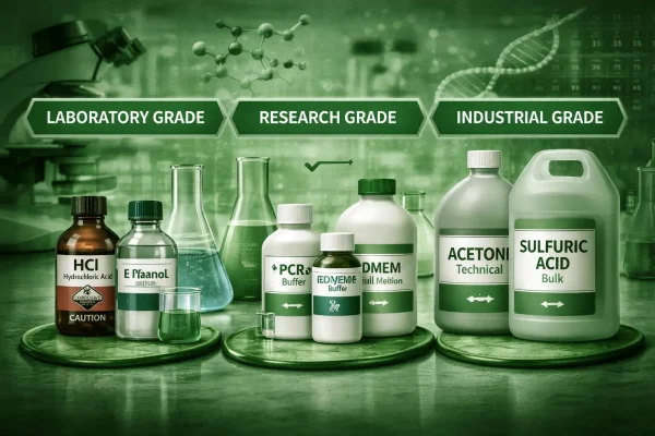 تفاوت گرید مواد شیمیایی آزمایشگاهی، تحقیقاتی و صنعتی چیست؟